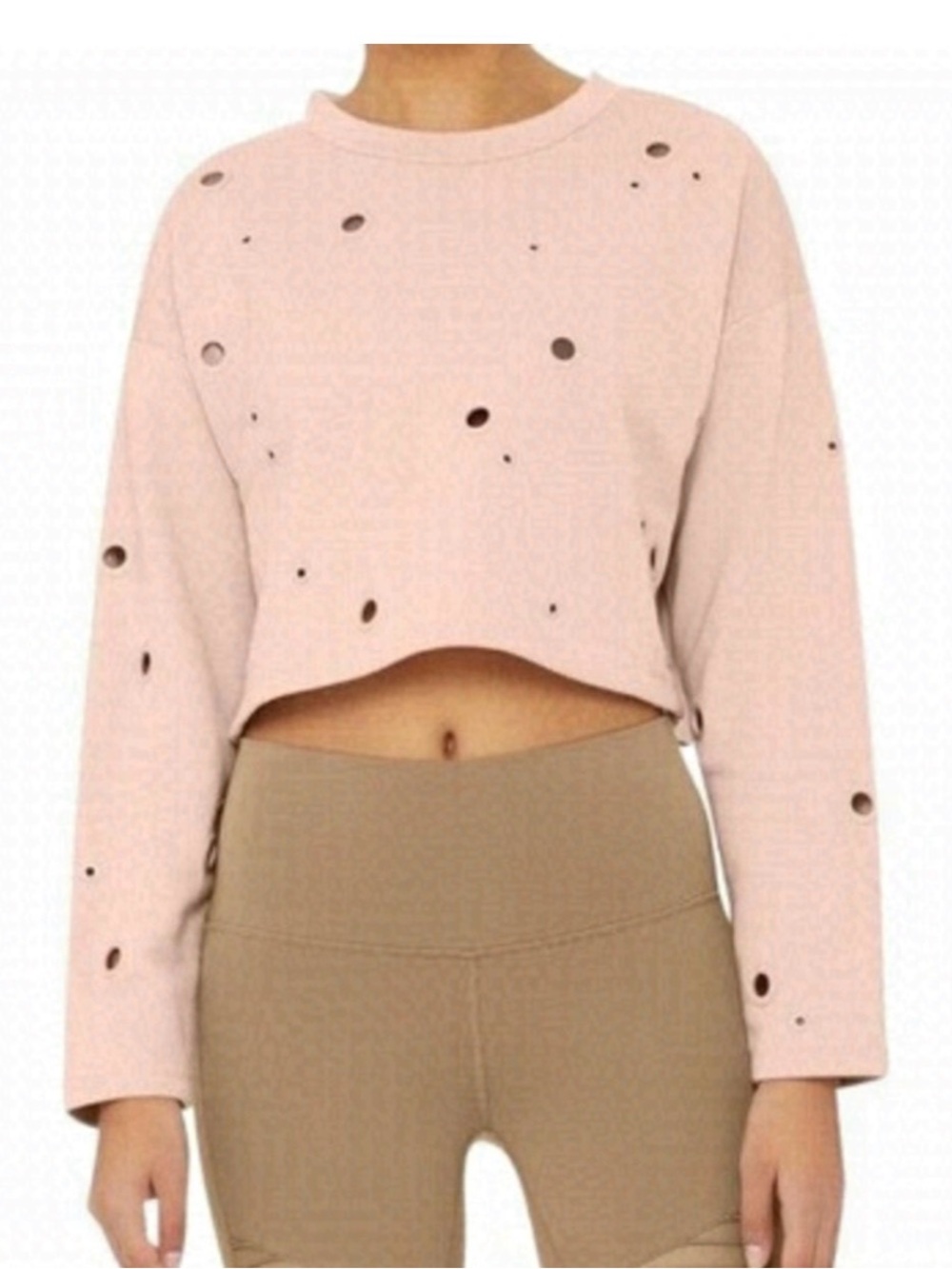 ALO Cropped Long-Sleeve sweatshirt - Pink sz small